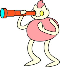 pink figure with a periscope