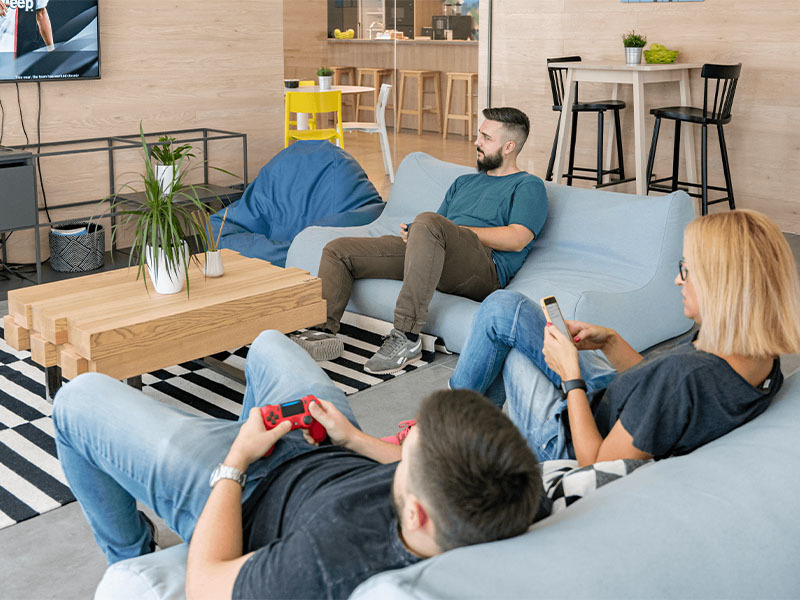 People lounging in the office