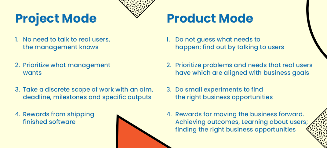 Project mode and product mode