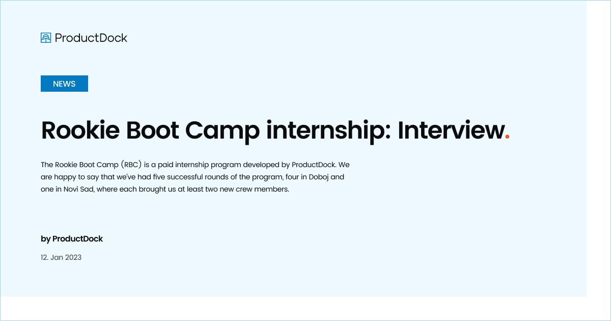 Rookie Boot Camp internship Interview ProductDock