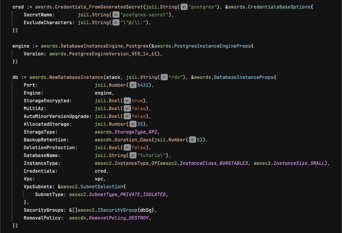 Productdock cinfiguring lambda to access amazon rds in vpc with aws cdk & golang storage